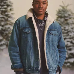 AE Denim Sherpa Trucker Jacket
