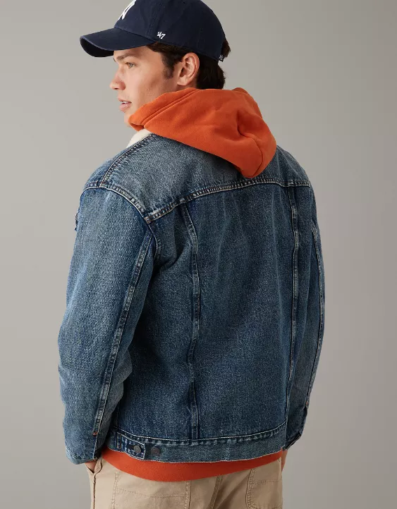 AE Denim Sherpa Trucker Jacket - Image 3