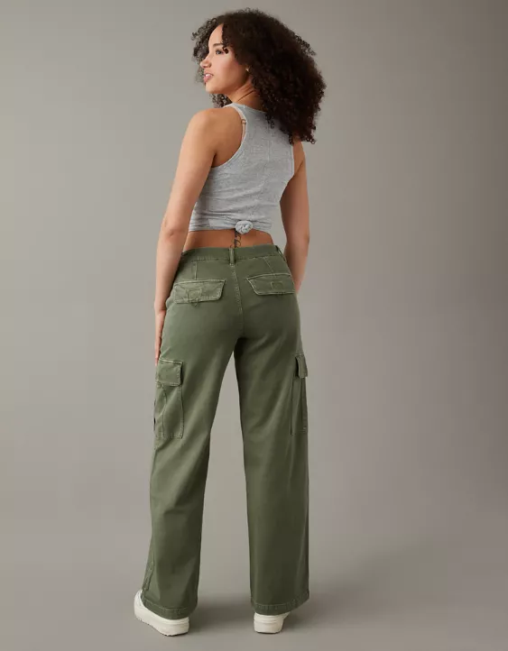 AE Stretch Curvy High-Waisted Baggy Wide-Leg Cargo Pant - Image 2
