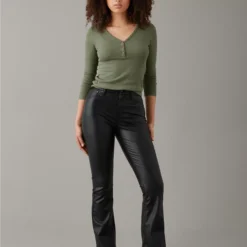 AE Curvy Super High-Waisted Kick Bootcut Vegan Leather Pant