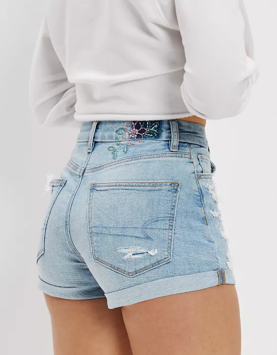 AE Stretch Curvy Denim Mom Shorts - Image 3