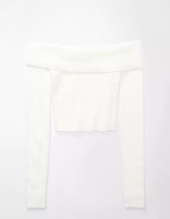 AE Off-the-Shoulder Cropped Sweater - Image 3