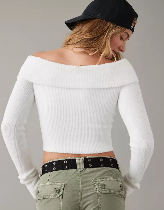 AE Off-the-Shoulder Cropped Sweater - Image 2