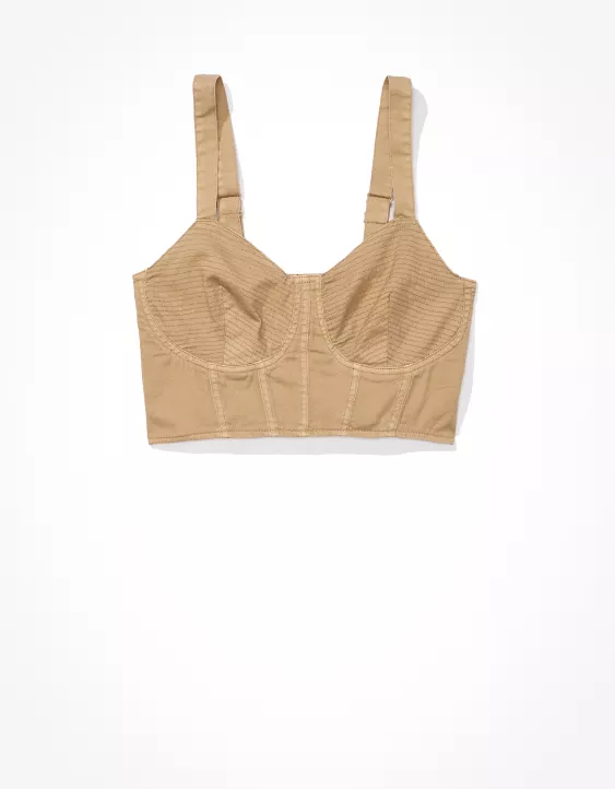 AE Cropped Denim Corset Tank Top - Image 3