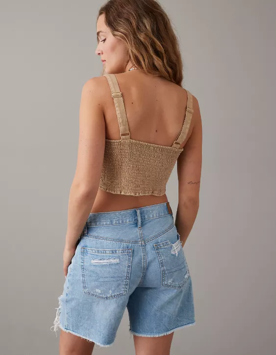 AE Cropped Denim Corset Tank Top - Image 2