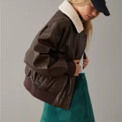 AE Sherpa Leather Bomber Jacket