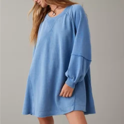 AE Long-Sleeve Fleece Babydoll Dress
