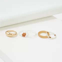 AEO Neutral Flower + Beaded Resin Ring 5-Pack