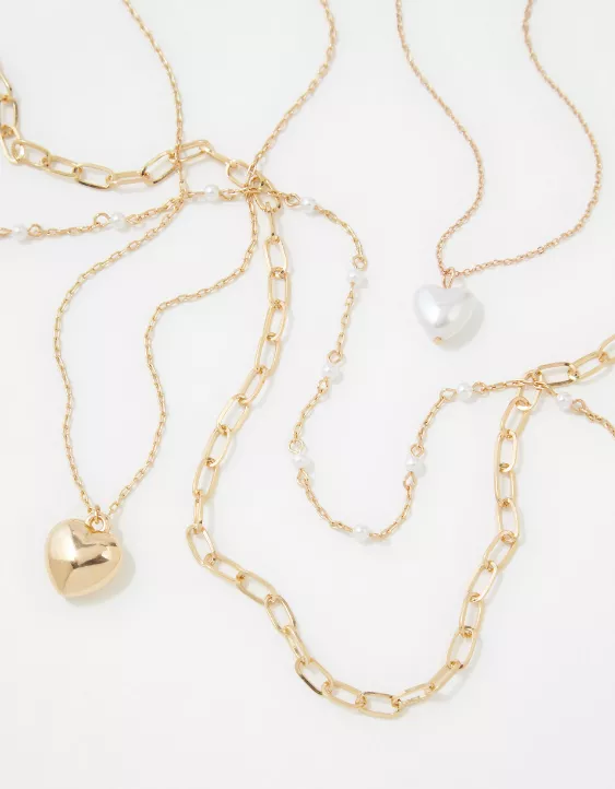 AEO Gold Heart Necklace 4-Pack - Image 3