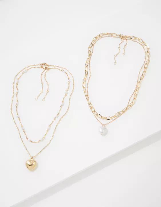 AEO Gold Heart Necklace 4-Pack - Image 2