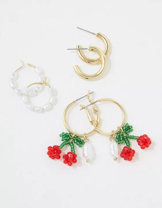 AEO Cherry Hoop Earring 3-Pack - Image 3