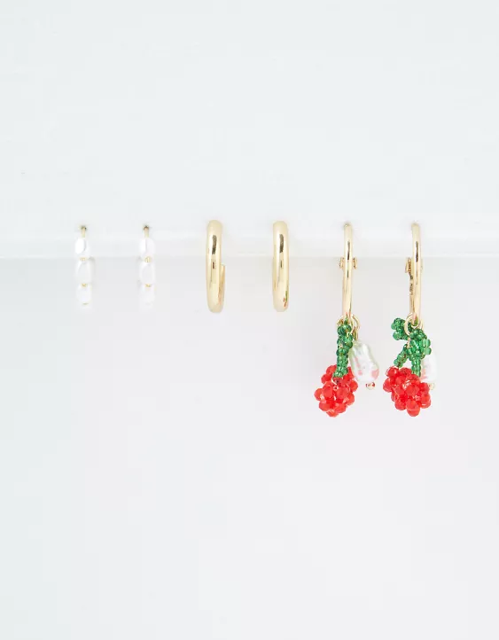 AEO Cherry Hoop Earring 3-Pack - Image 2
