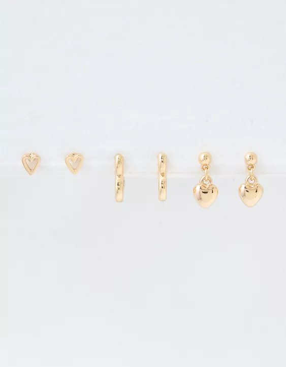 AEO Gold Heart Earrings 6-Pack - Image 3