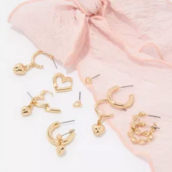 AEO Gold Heart Earrings 6-Pack