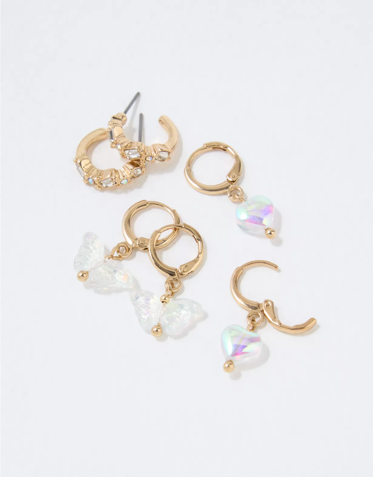 AEO Crystal Butterfly Hoop Earring 3-Pack - Image 2