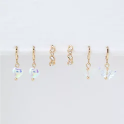 AEO Crystal Butterfly Hoop Earring 3-Pack