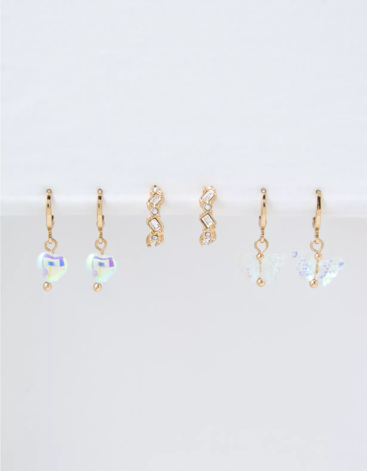 AEO Crystal Butterfly Hoop Earring 3-Pack