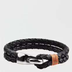 West Coast Jewelry Stainless Steel Braided Leather Bracelet