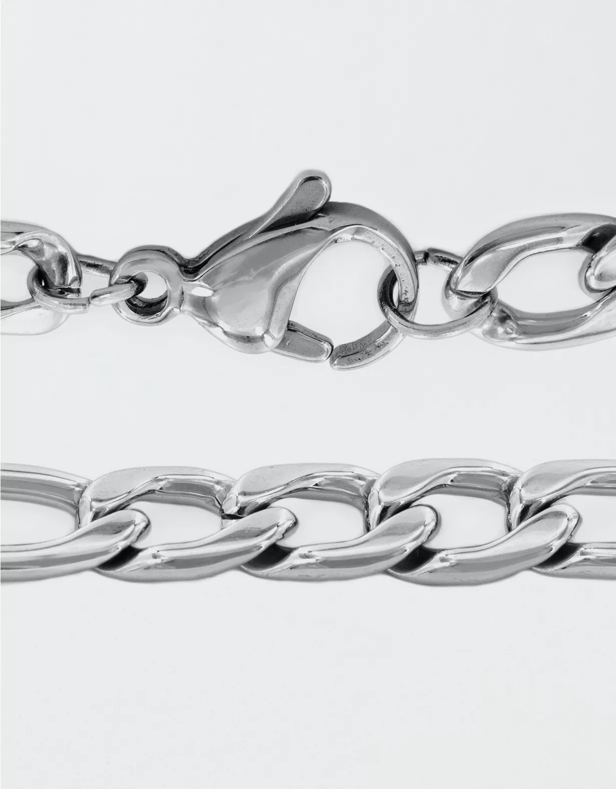 West Coast Jewelry Polished Stainless Steel Figaro Chain Necklace - Image 2