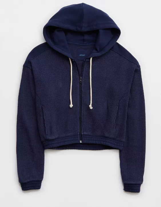 Aerie Cropped Waffle Hoodie - Image 3