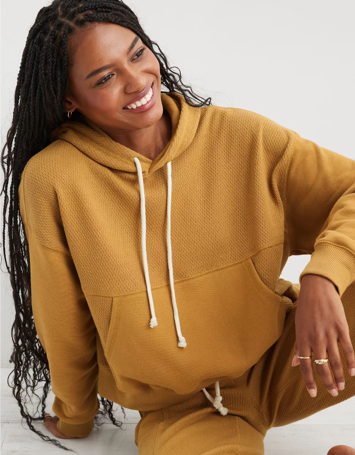 Aerie Textured Cropped Sweatshirt