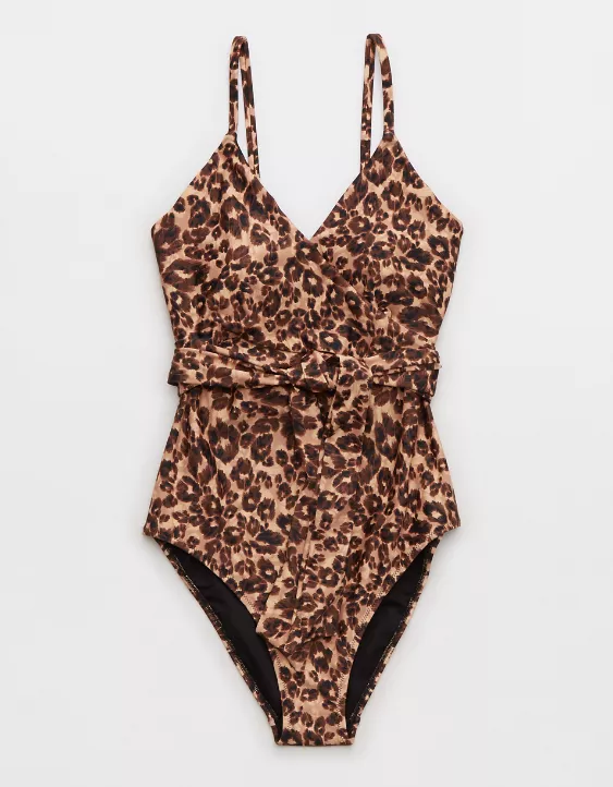 Aerie Leopard Wrap One Piece Swimsuit - Image 3