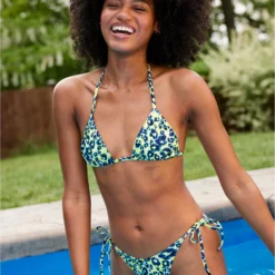 Aerie Leopard String Triangle Bikini Top