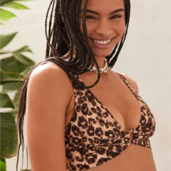 Aerie Longline Plunge Leopard Ring Bikini Top