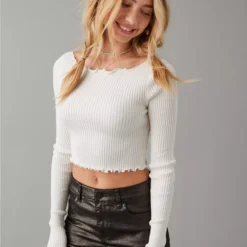 AE Cropped Boatneck Sweater