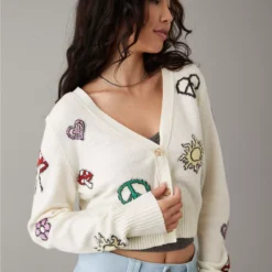 AE Icon Patch Cropped Cardigan