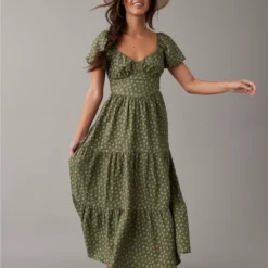 AE Floral Open Back Corset Midi Dress