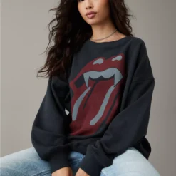 AE Oversized Halloween Rolling Stones Graphic Sweatshirt