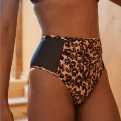 Aerie Leopard Mesh High Cut Cheeky Bikini Bottom