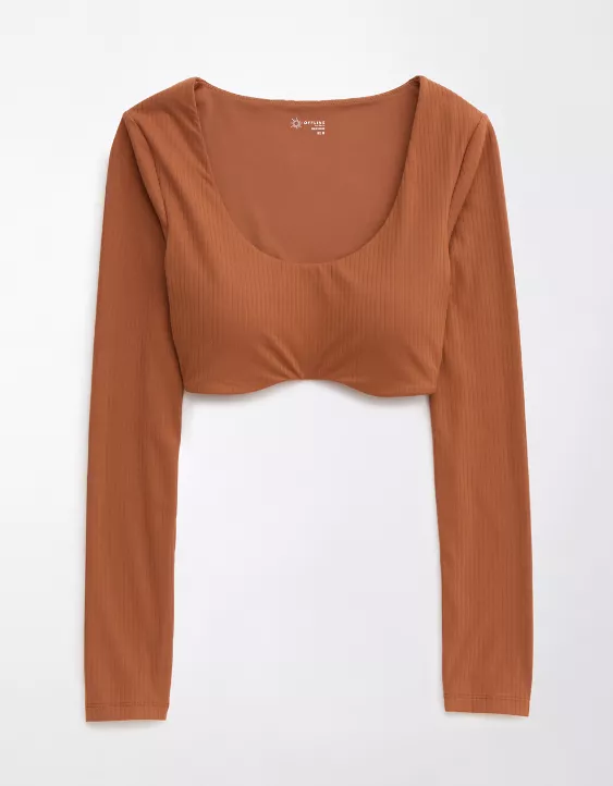OFFLINE By Aerie Real Me Super Cropped Long Sleeve Bra Top - Image 3