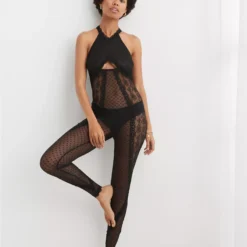 Aerie Show Off Park Picnic Lace High Neck Bodysuit