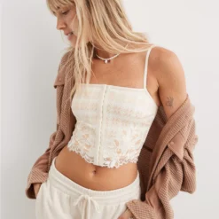 Aerie Show Off Winter Express Lace Corset Bra Top