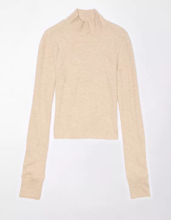 AE Long-Sleeve Cropped Hey Baby Mock Neck Tee - Image 3