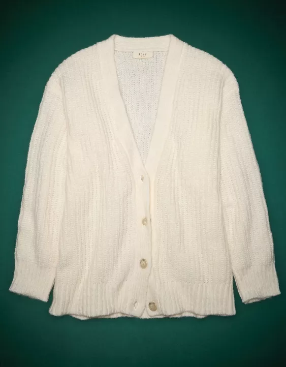 AE77 Premium Mohair Boyfriend Cardigan - Image 3