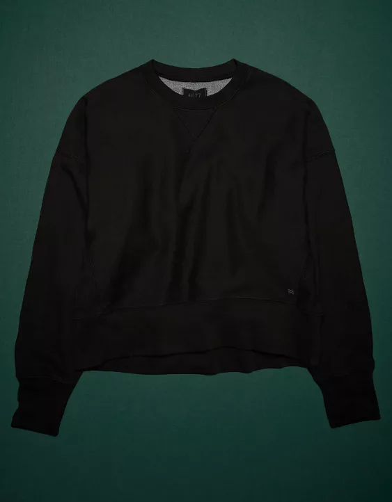AE77 Premium Cropped Fleece Crewneck Sweatshirt - Image 3