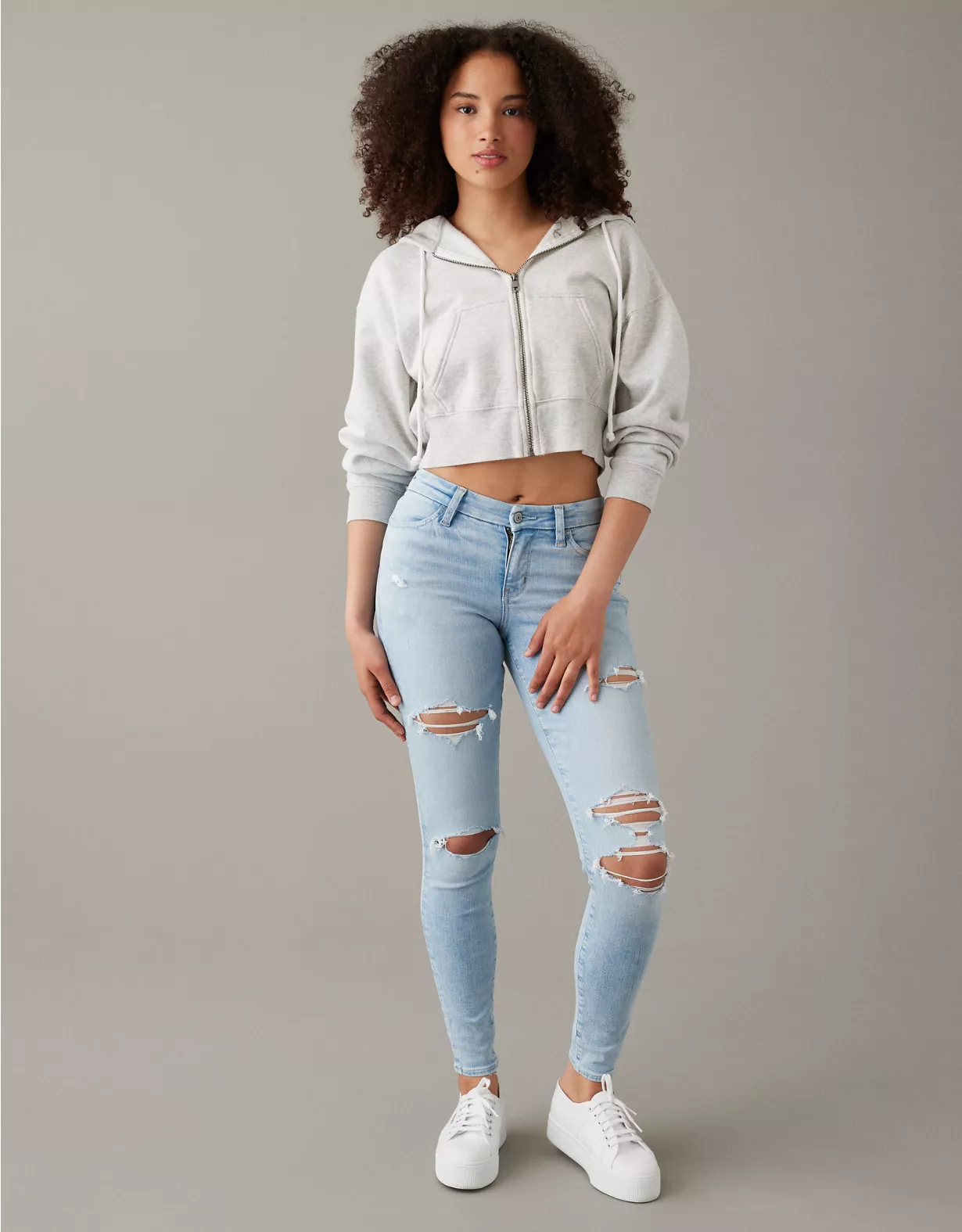 AE Next Level Curvy High-Waisted Ripped Jegging