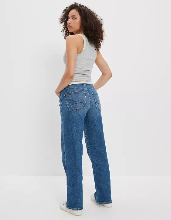 AE Stretch Curvy Super High-Waisted Baggy Straight Jean - Image 2
