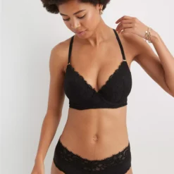 Aerie Show Off Plunge Push Up Eyelash Lace Bra