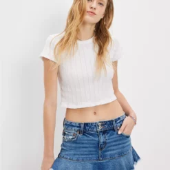 AE Low-Rise Denim Mini Skirt