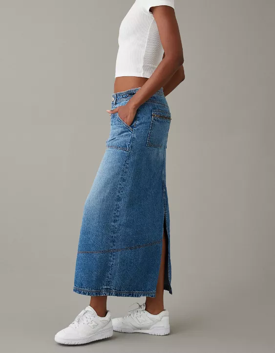 AE Low-Rise Denim Maxi Skirt - Image 3
