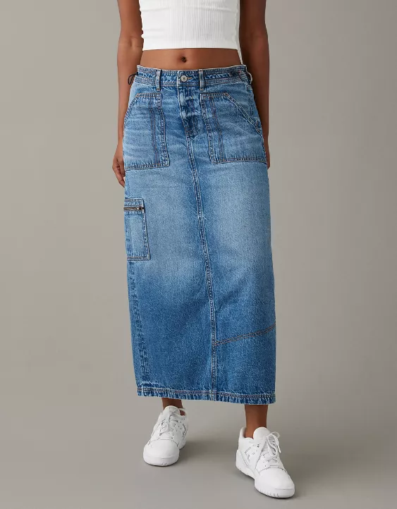 AE Low-Rise Denim Maxi Skirt - Image 2